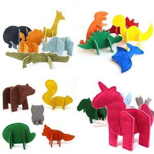 Felt Puzzle Animals PDF Sewing Pattern - COMPLETE SET - 7 Patterns (2 Dinosaur sets, Ocean, Wild, Mythical, Woodland, Pets)