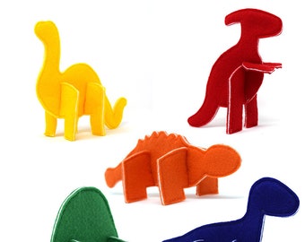 Felt 3D Puzzle Dinosaurs {Set 2} PDF Sewing Pattern - Set of 5 Dinosaur Felt Puzzles - Felt Dinosaurs - Felt Sewing Pattern - Felt Soft Toy