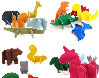 Felt Puzzle Animals PDF Sewing Pattern - COMPLETE SET - 7 Patterns (2 Dinosaur sets, Ocean, Wild, Mythical, Woodland, Pets)