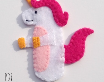 Unicorn Finger Puppet PDF Sewing Pattern