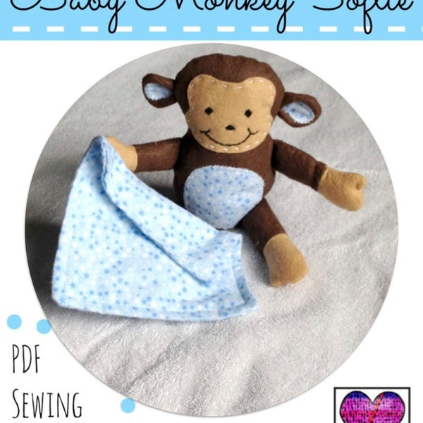 Baby Monkey Softie PDF Sewing Pattern