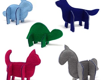 Felt Puzzle Animals PDF Sewing Pattern - Set of 5 Felt Animal Puzzles - Felt Toy - Felt Sewing Pattern - Felt Soft Toy