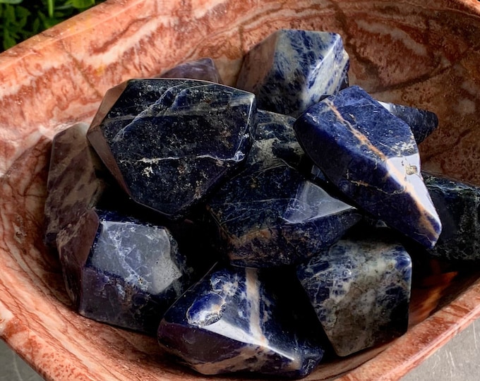 Small Sized Sodalite Soft Polish Gem Cut Freeform, Pocket Stone, Intuitive Pick, Stone of Logic