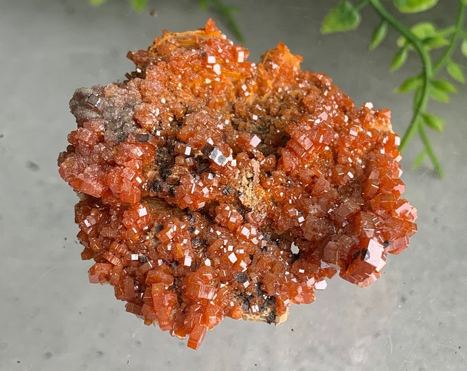 55g Vanadinite on Barite Cluster, Fire Element, Dendritic Matrix, Sacral Chakra, Morocco, Stone of Creativity