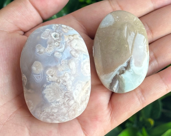 Pastel Green Flower Agate Pocket Stones, Rare, High Quality, Big Flowers, Stone of Manifesting our Dreams, Pick Your Own