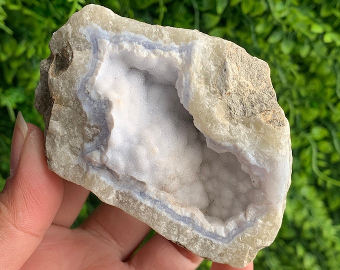194g Raw Blue Lace Agate Specimen Cluster, Botryoidal Mineral, Druzy Pockets, Stone of Communication