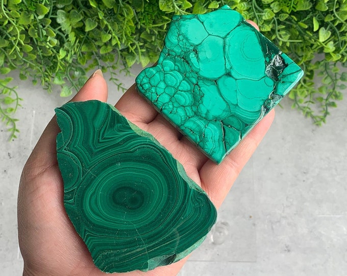 Large Polished Malachite Slab, Set 5, High Quality, Pick Your Own, Green Evil Eye, Stone of Protection