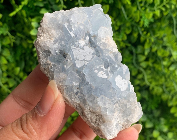 166g Baby Blue Celestite Geode Egg, High Quality, Celestine, Stone of Calming Energy