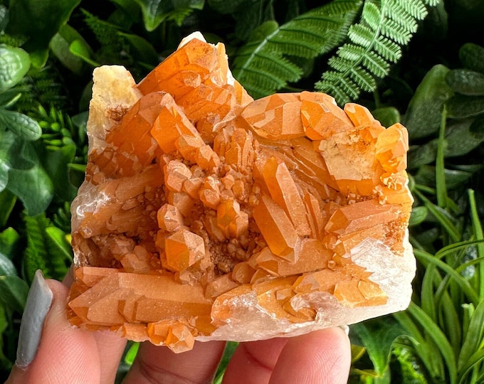82g Small Orange Iron Coated Quartz Cluster, Fire Quartz, Mexico, Stone of Motivation