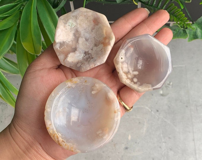 Pastel Pink Flower Agate Bowl, Mini Bowls, Sphere Holder, Stone of Manifesting our Dreams