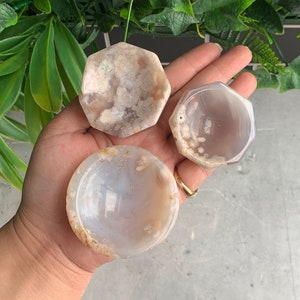 Pastel Pink Flower Agate Bowl, Mini Bowls, Sphere Holder, Stone of Manifesting our Dreams