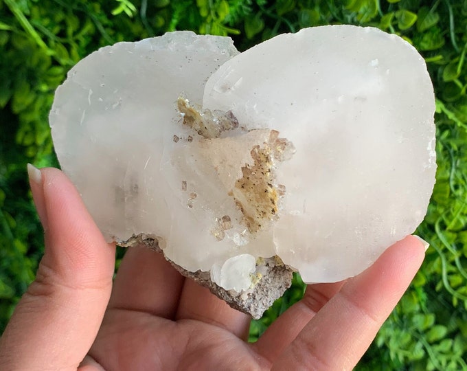 247g Pagoda Calcite Cluster with Ice Cube Fluorite Inclusions, UV Reactive, Rare, Stones of Protection and Cleansing