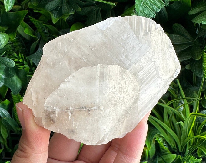 374g Pagoda Calcite Cluster with Ice Cube Fluorite Inclusions, UV Reactive, Rare, Stones of Protection and Cleansing