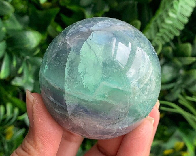 380g Pastel Blue, Green, and Purple Fluorite Sphere, High Quality, Stone of Cleansing