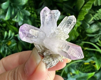 14g Small Vera Cruz Amethyst Starburst Cluster on Matrix, Small Amounts of Prasiolite, Vera Cruz, Mexico, Gentle Stone of Relaxation