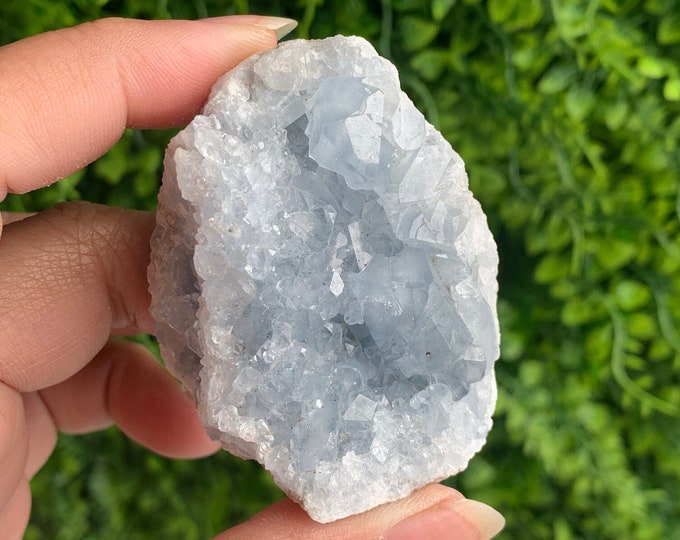 120g Baby Blue Celestite Geode Egg, High Quality, Celestine, Stone of Calming Energy