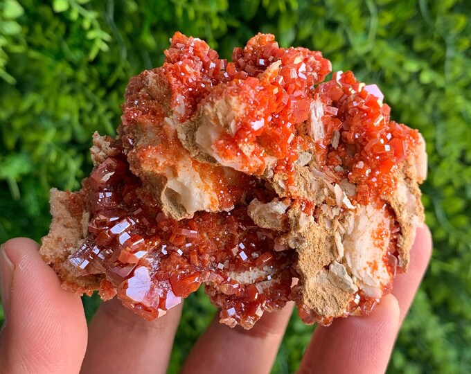 177g Vanadinite on Barite Cluster, Fire Element, Dendritic Matrix, Sacral Chakra, Morocco, Stone of Creativity