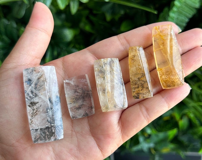 Beautiful Dendritic Golden Healer Pendant, Rectangle, Brazil, Pick Your Own, Perfect for Wire Wrapping and Jewelry Making, Stone of Clarity