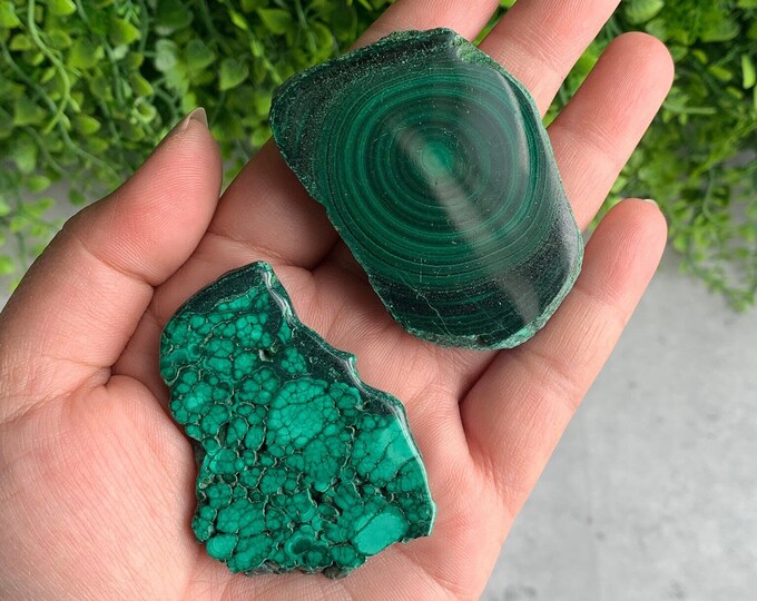 Small Polished Malachite Slab, Set 2, High Quality, Pick Your Own, Green Evil Eye, Stone of Protection