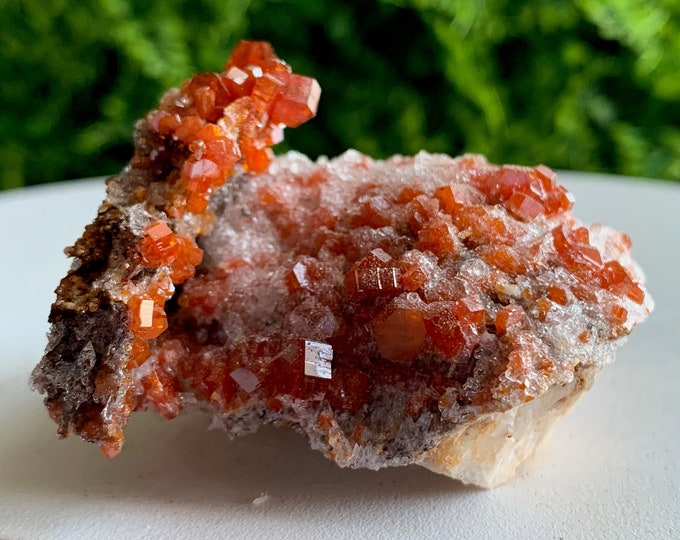 165g Fiery Orange Vanadinite Specimen, Fire Element, Dendritic Matrix, Sacral Chakra, Morocco, Stone of Creativity