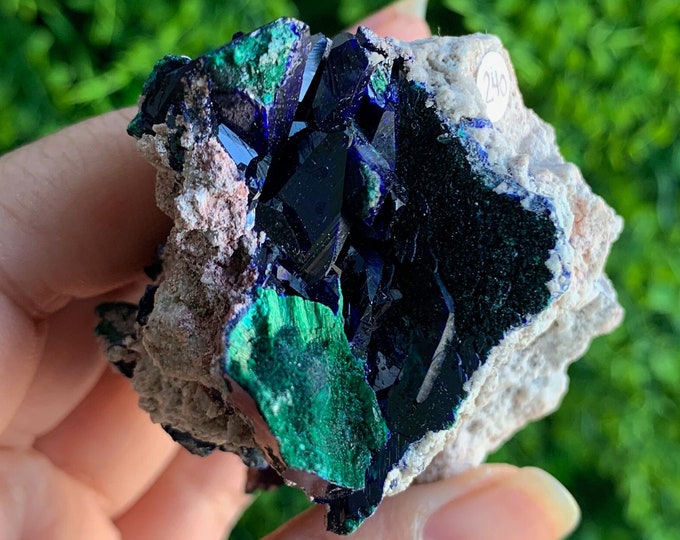 151g Crystallized Azurite with Fibrous Malachite on Matrix, Collection Item, Stone of Protection and Energy Rejuvenation