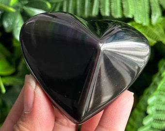 Corazón de Obsidiana Arcoíris: Piedra Mexicana de Protección (138 g)