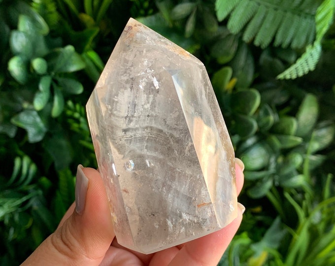 236g Thousand Layer Garden Quartz Tower, Schiller, Small Rainbows, Stone of Amplifying Energy