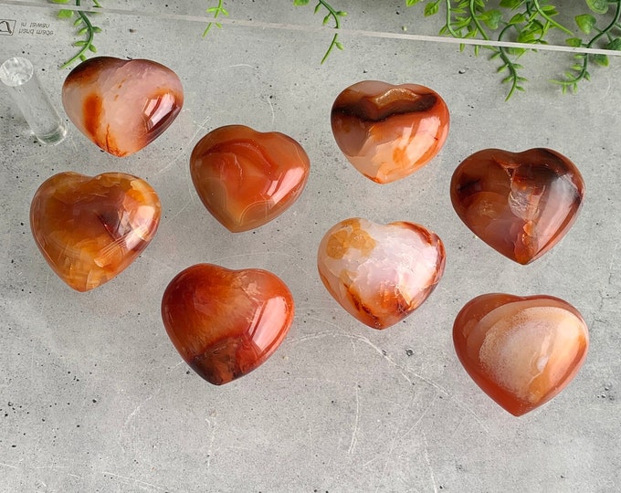Small Carnelian Heart, Banded Agate, Druzy Pockets on C and D, Pick Your Own, Stone of Creativity