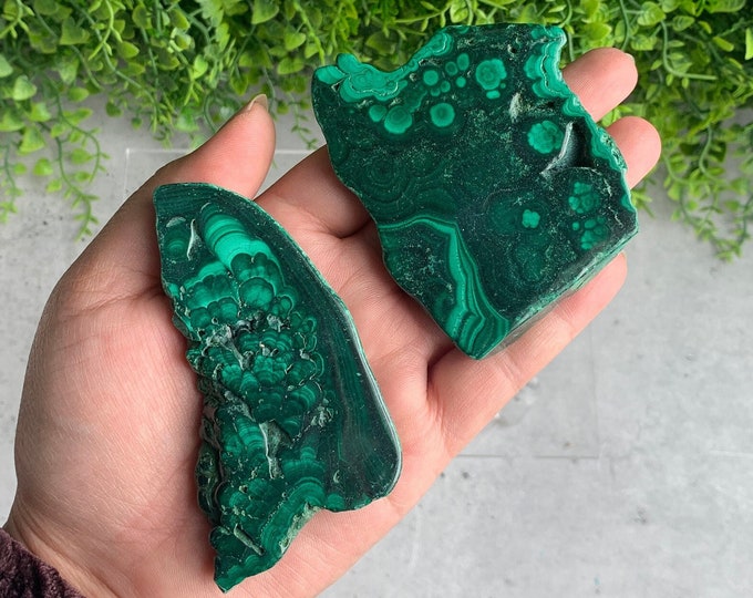 Medium Polished Malachite Slab, Set 3, High Quality, Pick Your Own, Green Evil Eye, Stone of Protection
