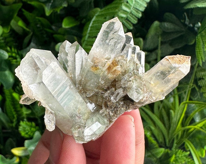 65g Clear Quartz Cluster with Green Cookeite Inclusions on Matrix, Arkansas, Stone of Protecting Our Spaces