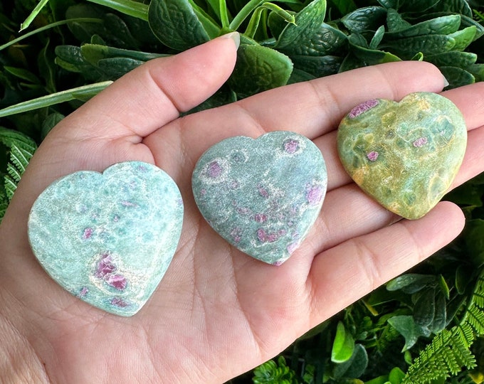 Small Ruby in Fuchsite Heart, Good for Jewelry, Stone of Self Esteem