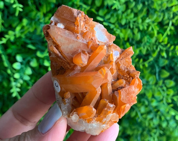 87g Small Orange Iron Coated Quartz Cluster, Fire Quartz, Mexico, Stone of Motivation