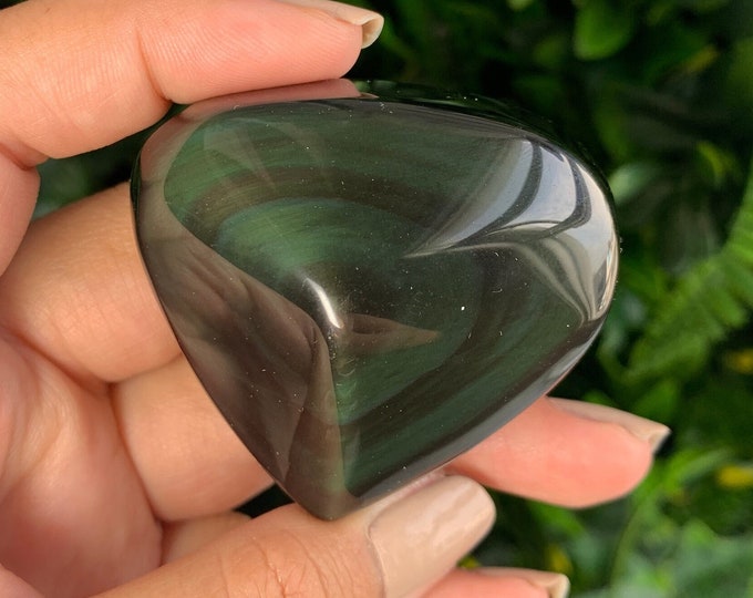 89g Small Rainbow Obsidian Heart Freeform, High Quality, Mexico, Stone of Protection