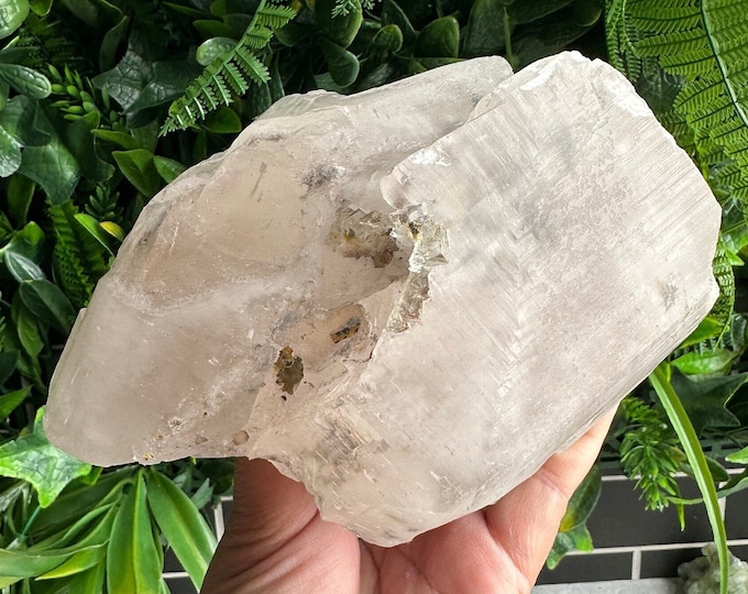 2+ Pound Pagoda Calcite Show Piece Cluster with Ice Cube Fluorite Inclusions on Matrix, UV Reactive, Rare, Stone of Protection and Cleansing