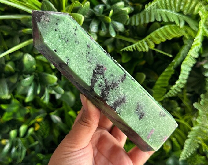 675g Ruby in Zoisite Six Sided Tower, Anyolite, Tanzania, Stone of Appreciation