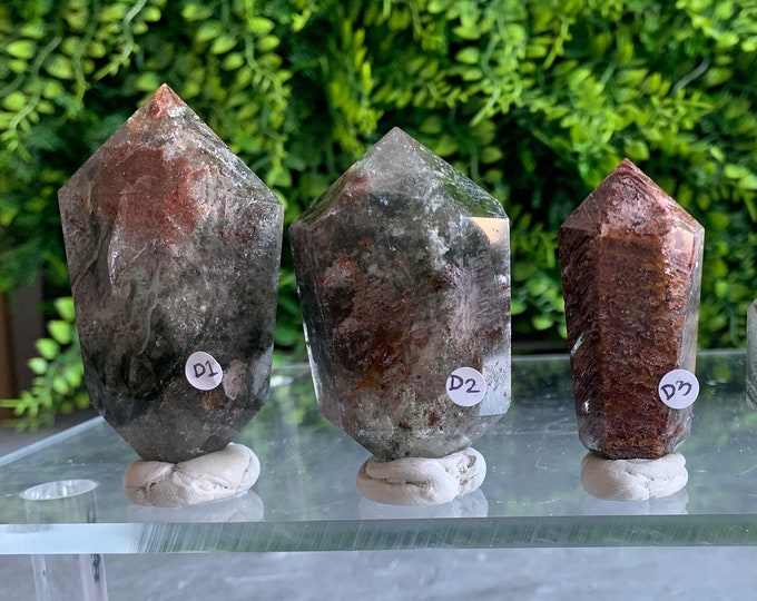 Double Terminated Cut Thousand Layer Quartz Wands, Garden Quartz, Lodalite, Collectors Item, Stone of Amplifying Energy
