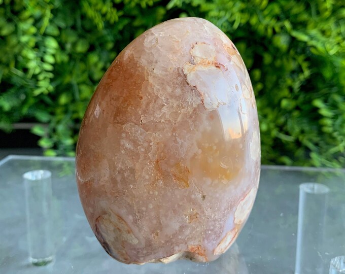 347g Peachy Flower Agate Freeform with Quartzy Pockets, High Quality, Stone of Manifesting Our Potential
