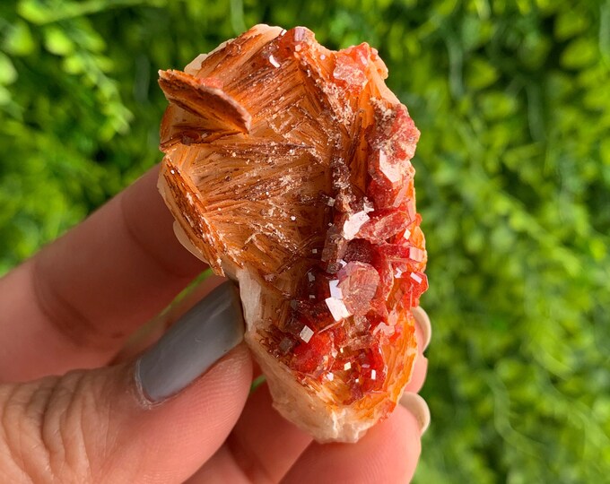 46g Vanadinite on Barite Cluster, Fire Element, Dendritic Matrix, Sacral Chakra, Morocco, Stone of Creativity