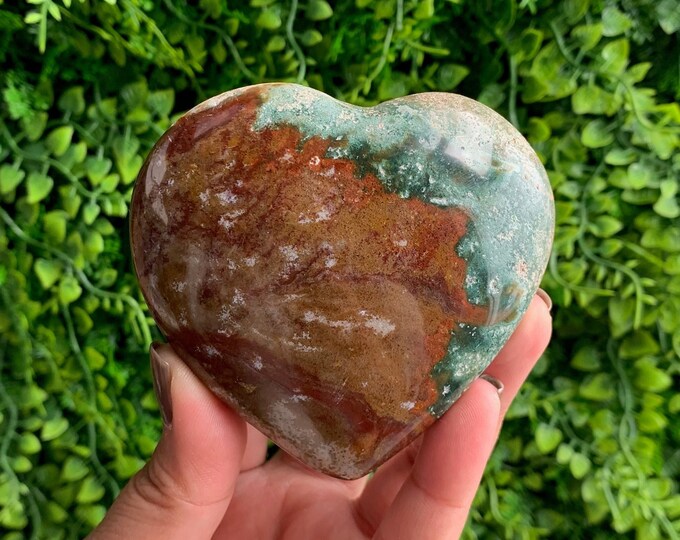 201g Beautiful Ocean Jasper Heart, Stone of Uplifting Energy