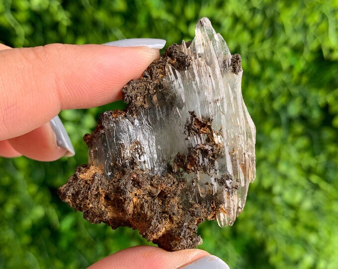 27g Small Baby Blue Barite Specimen with Native Dirt Inclusions, Chatoyant, Morocco, Stone of Connection