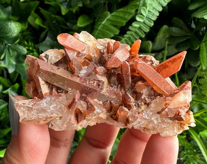 70g Small Red Iron Coated Quartz Cluster, Fire Quartz, Mexico, Stone of Motivation