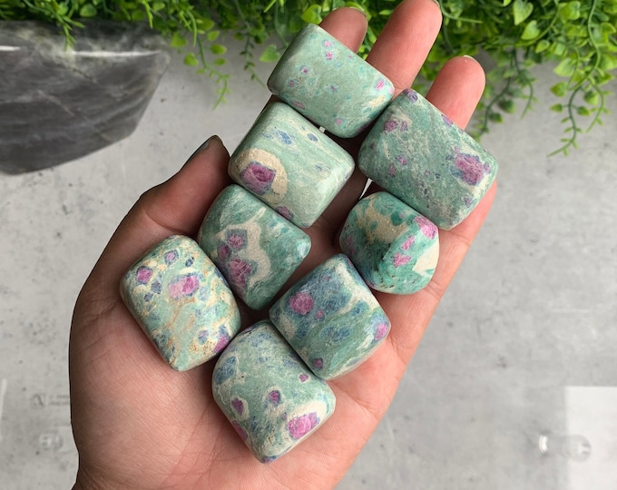Small Ruby in Fuchsite Pocket Stone, Tumble, Pastel Colors, India, Pick Your Own, Stone of Self Esteem