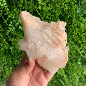 Etched Himalayan Quartz Cluster: Needle Point Calming Stone (579g)