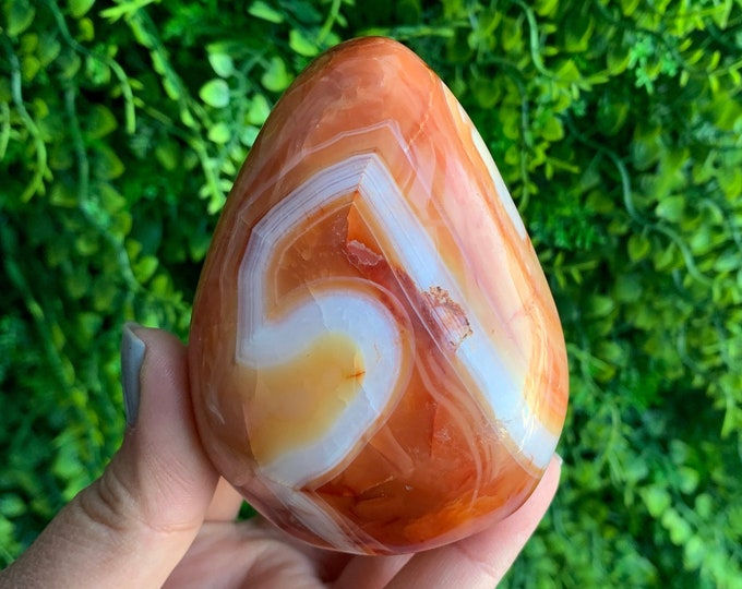 308g Fiery Orange Carnelian Freeform, Banded Agate, High Quality, Stone of Vitality