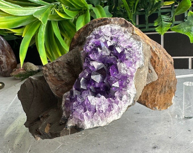 4+ Pound Pound Amethyst Cluster with a Large Piece of Agate on Matrix, Uruguay, Stone of Relaxation