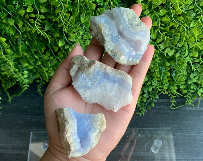 Raw Blue Lace Agate, Druzy Pockets, Pick Your Own, Stone of Communication