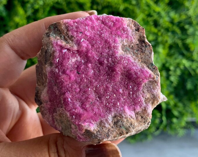 267g Electric Pink Cobalto Calcite Cluster, Flower Formations, Dendrite, Malachite, Stone of Joy