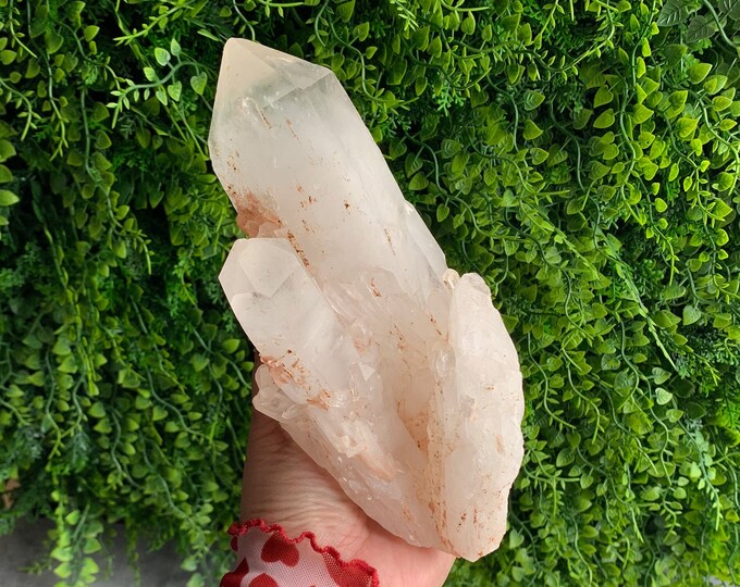 1146g Himalayan Quartz Show Piece, Pineapple Quartz, Hidden Rainbows, India, Stone of Energy Amplifying
