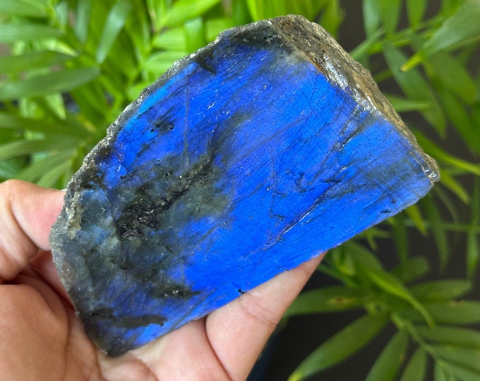 279g Blue Flash Labradorite Half Polished Freeform, Adularescence, Stone of Transformation