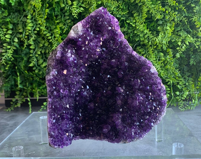 2102g Brilliant Amethyst Cut Base Show Piece Cluster, Grape Amethyst, Brazil, Stone of Relaxation